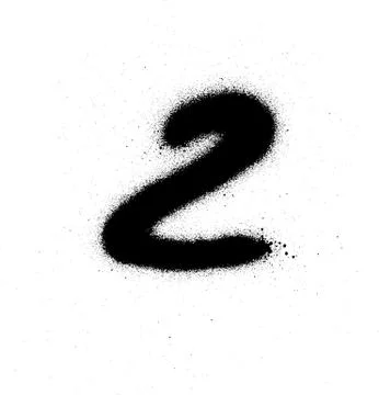 Graffiti sprayed number 2 two in black on white Illustrazione stock