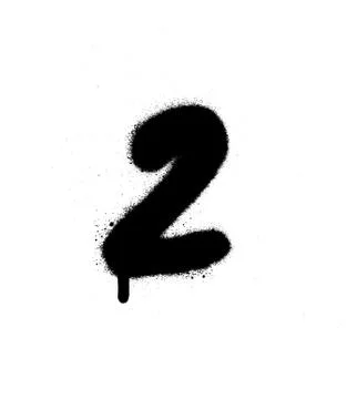 Graffiti sprayed number 2 two in black on white Stock Illustration