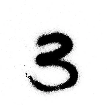 Graffiti sprayed number 3 three in black on white Stock Illustration