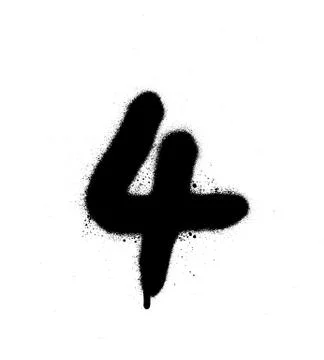 Graffiti sprayed number 4 four in black on white Stock Illustration