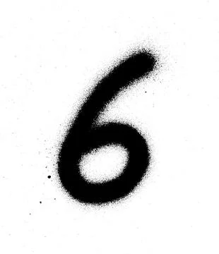Graffiti sprayed number 6 six in black on white Stock Illustration