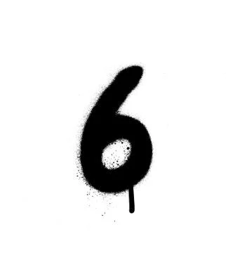 Graffiti sprayed number 6 six in black on white Stock Illustration