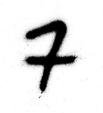 Graffiti sprayed number 7 seven in black on white Stock Illustration