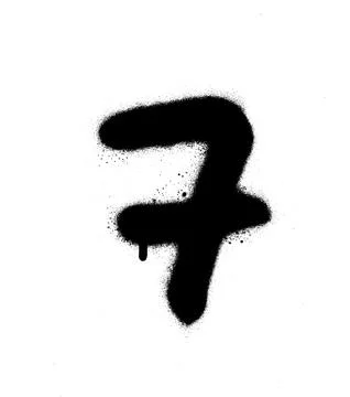 Graffiti sprayed number 7 seven in black on white Stock Illustration