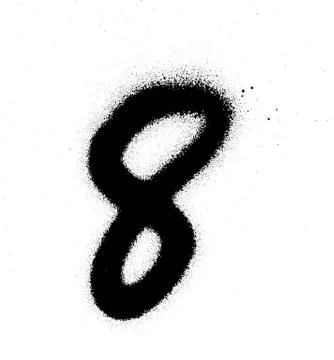 Graffiti sprayed number 8 eight in black on white Stock Illustration