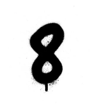 Graffiti sprayed number 8 eight in black on white Stock Illustration