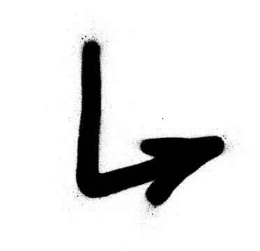 Graffiti sprayed pointing arrow in black over white Stock Illustration