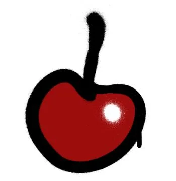 Graffiti sprayed red cherry with leak over white Stock-Illustration