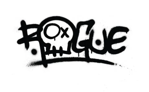 Graffiti sprayed rogue tag in black over white Stock Illustration