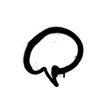 Graffiti sprayed text balloon in black on white Illustrazione stock