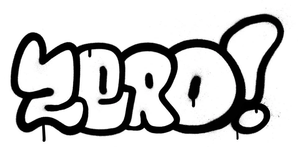 Graffiti sprayed zero word in black on white Illustrazione stock