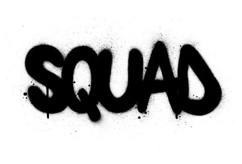 Graffiti squad word sprayed in black over white Illustrazione stock