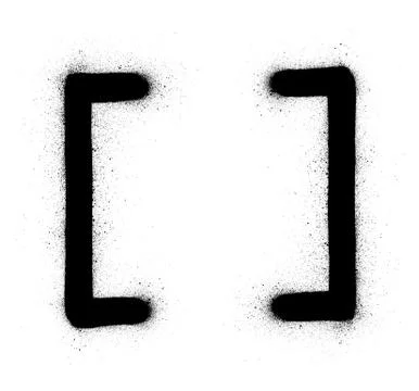 Graffiti square brackets sprayed in black over white Stock Illustration