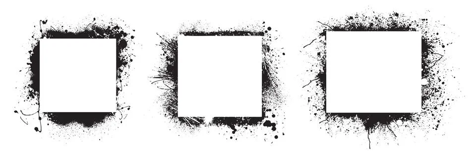 Graffiti square frame set, vector spraypaint rectangle border Illustrazione stock