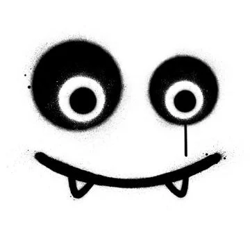 Graffiti square icon with sharp teeth sprayed in black over white Stock Illustration