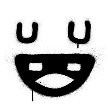 Graffiti square laughing icon sprayed in black over white Stock-Illustration