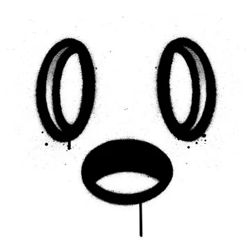 Graffiti square monster icon sprayed in black over white Stock Illustration