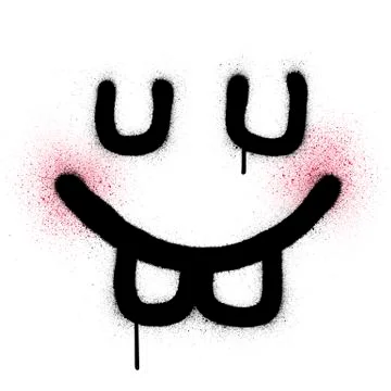 Graffiti square silly icon wit rabbit teeth sprayed Stock-Illustration