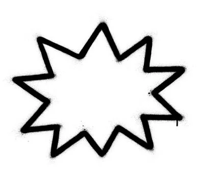 Graffiti star shape sprayed in black over white Stock Illustration