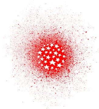 Graffiti star spray design element in white on red Illustrazione stock