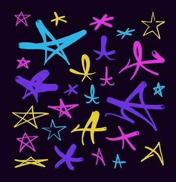 Graffiti stars. Icon set spray tag style Stock Illustration