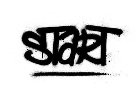 Graffiti start word sprayed in black over white Stock Illustration