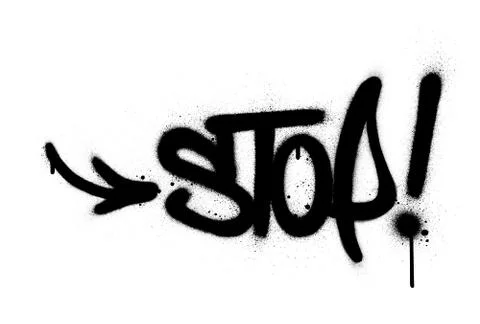 Graffiti stop word sprayed in black over white Stock Illustration