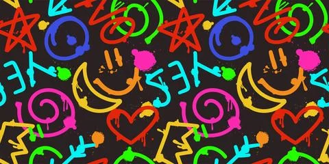 Graffiti street art seamless pattern Stock Illustration