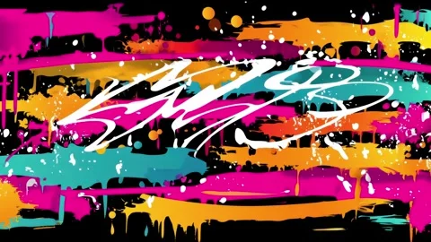Graffiti Stripe Background With White Scribbles and Neon Paint Drips 動画素材 315504160