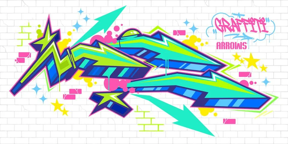Graffiti Style Arrows Vector Illustration Template Stock Illustration