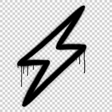 Graffiti-style lightning bolt icon is floating on transparent background, Stock Illustration