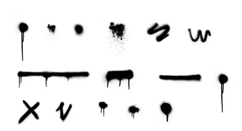 Graffiti style splashes and splatters. Set of Spray splashes, drips, lines. 스톡 일러스트