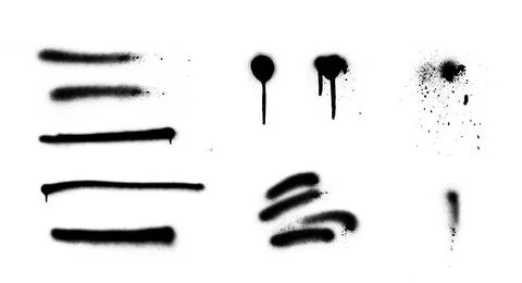 Graffiti style splashes and splatters. Set of Spray splashes, drips, lines. イラスト素材