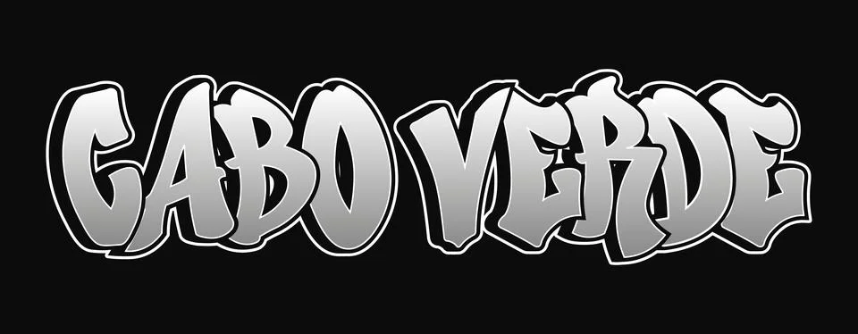 Graffiti style text spelling Cabo Verde with a black background Stock Illustration