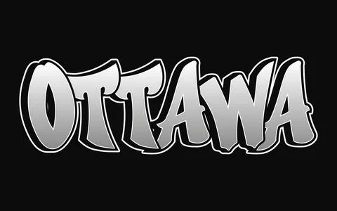 Graffiti style text spelling out the city name Ottawa in bold lettering Stock Illustration