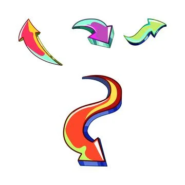 Graffiti style vibrant arrows pointing direction Stock Illustration