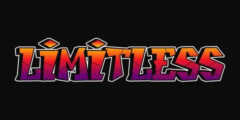 Graffiti style word 'Limitless' in vibrant gradient colors Stock Illustration