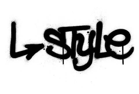 Graffiti style word sprayed in black over wwhite Stock Illustration
