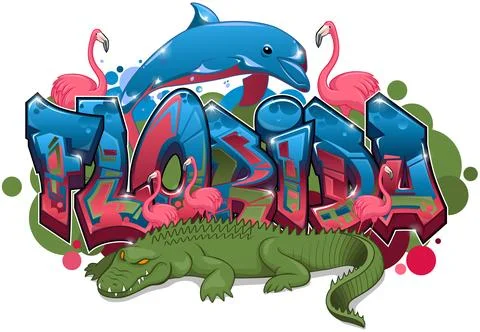 Graffiti Styled Vector Graphics Design - The State of Florida Stock Illustration
