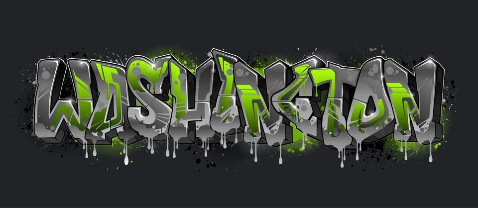 Graffiti Styled Vector Graphics Design - The State of Washington Stock-Illustration