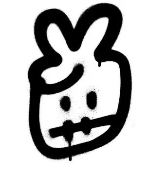 Graffiti surprised emoji sprayed in black on white Stock Illustration