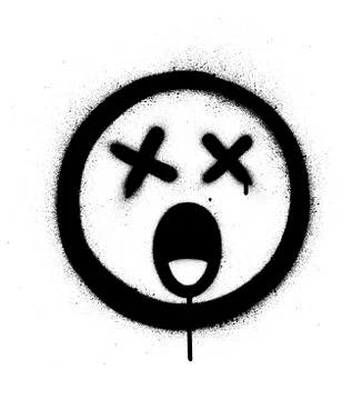 Graffiti surprised icon sprayed in black over white Stock Illustration