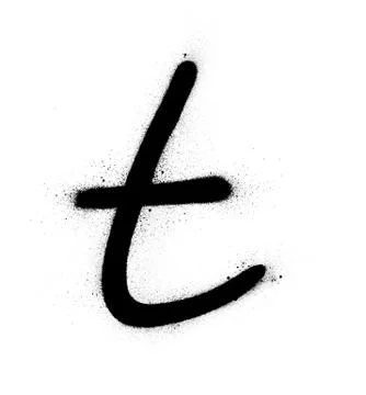 Graffiti T font sprayed in black over white Stock Illustration