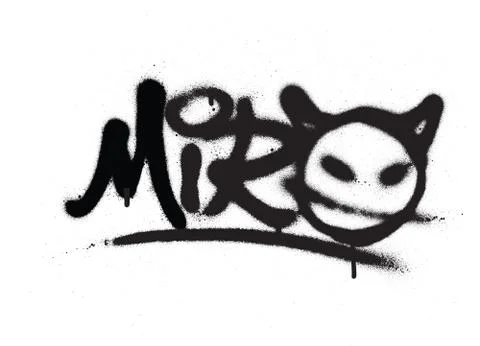Graffiti tag miro sprayed with leak in black on white Stock Illustration