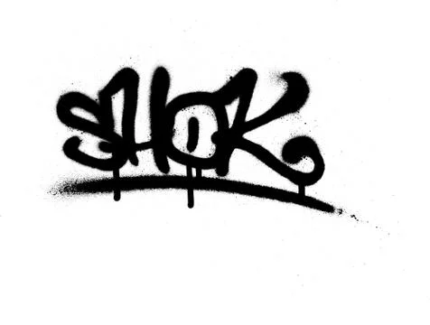 Graffiti tag sprayed with leak in black on white Stock Illustration