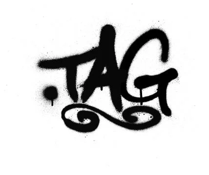 Graffiti tag sprayed with leak in black on white Stock Illustration