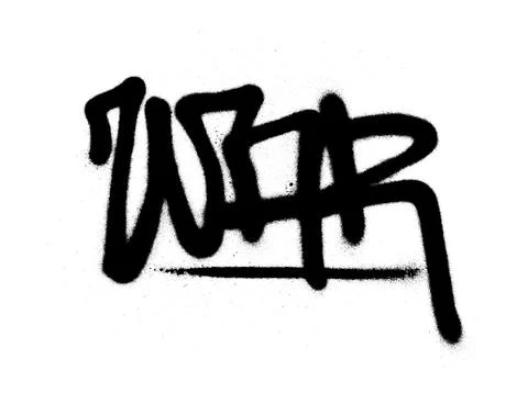 Graffiti tag war sprayed with leak in black on white Stock Illustration