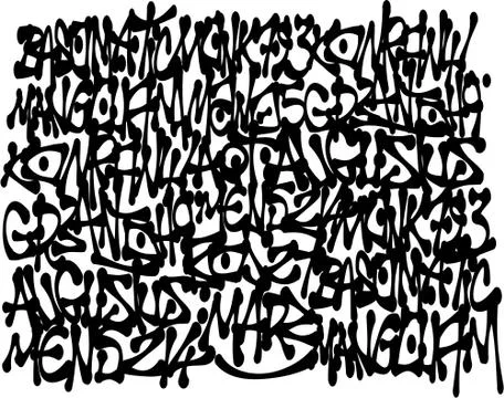 Graffiti tags background in black over white Stock Illustration