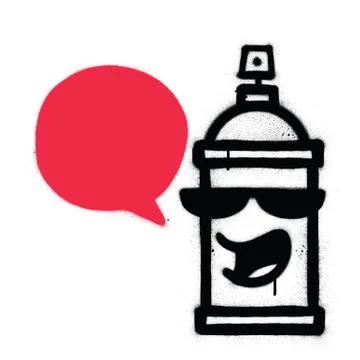Graffiti talking spraycan sprayed in black and red over white Stock Illustration
