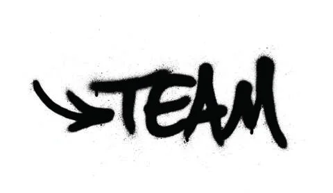 Graffiti team word sprayed in black over white Stock Illustration